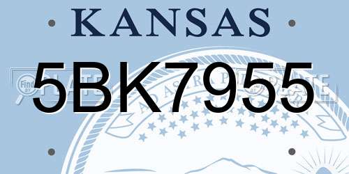 5BK7955 Kansas License Plate