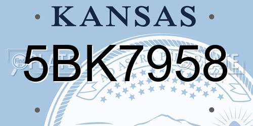5BK7958 Kansas License Plate