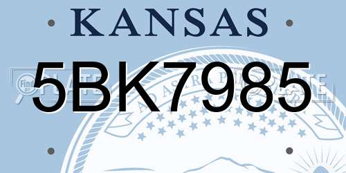 5BK7985 Kansas License Plate