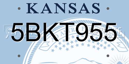 5BKT955 Kansas License Plate
