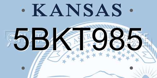 5BKT985 Kansas License Plate