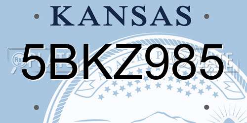 5BKZ985 Kansas License Plate