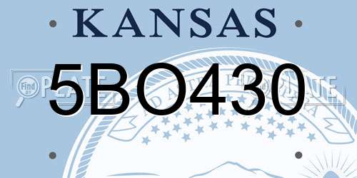 5BO430 Kansas License Plate
