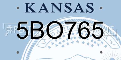 5BO765 Kansas License Plate
