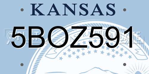 5BOZ591 Kansas License Plate
