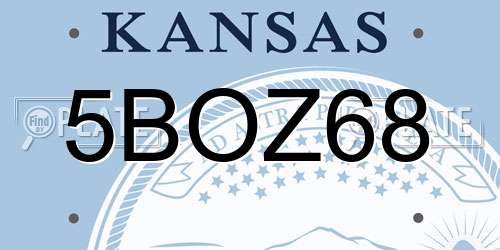5BOZ68 Kansas License Plate