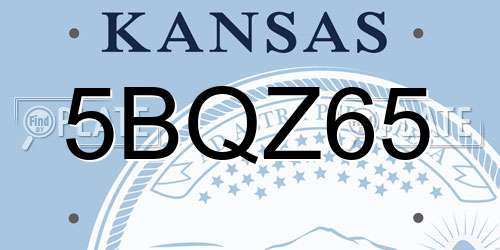 5BQZ65 Kansas License Plate
