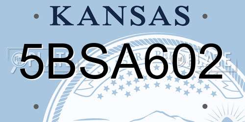 5BSA602 Kansas License Plate