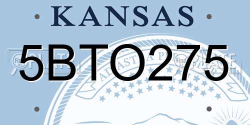 5BTO275 Kansas License Plate