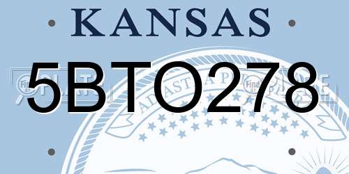 5BTO278 Kansas License Plate