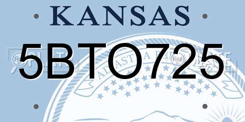 5BTO725 Kansas License Plate