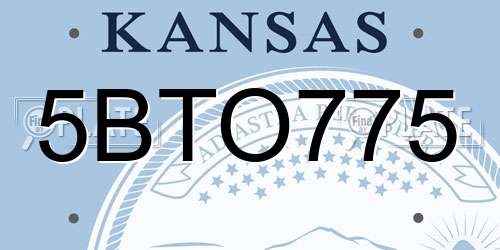 5BTO775 Kansas License Plate