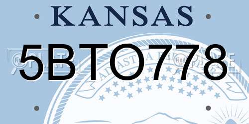 5BTO778 Kansas License Plate