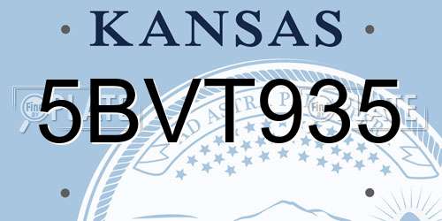 5BVT935 Kansas License Plate