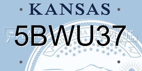 5BWU37 Kansas License Plate