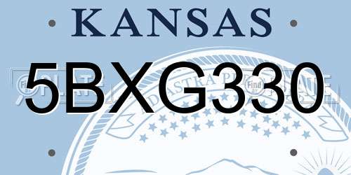 5BXG330 Kansas License Plate