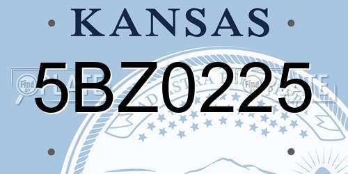 5BZ0225 Kansas License Plate