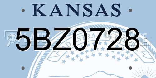 5BZ0728 Kansas License Plate