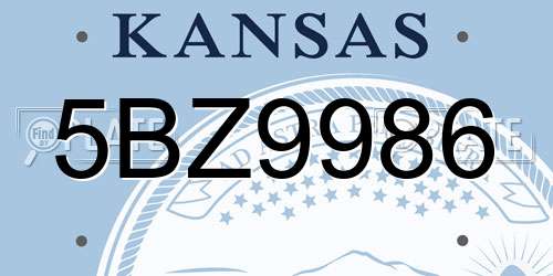 5BZ9986 Kansas License Plate