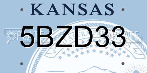5BZD33 Kansas License Plate