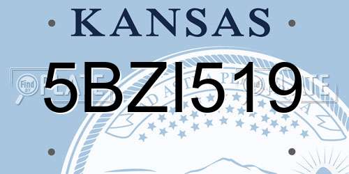 5BZI519 Kansas License Plate