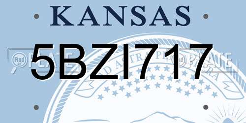 5BZI717 Kansas License Plate