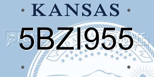 5BZI955 Kansas License Plate