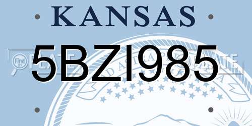 5BZI985 Kansas License Plate