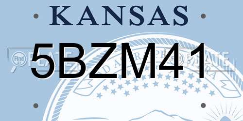 5BZM41 Kansas License Plate