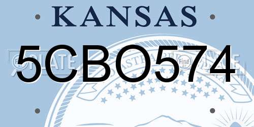 5CBO574 Kansas License Plate