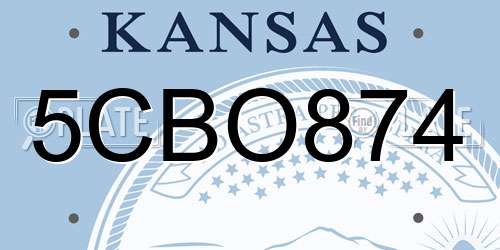 5CBO874 Kansas License Plate