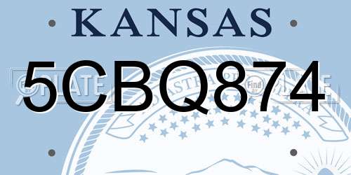 5CBQ874 Kansas License Plate