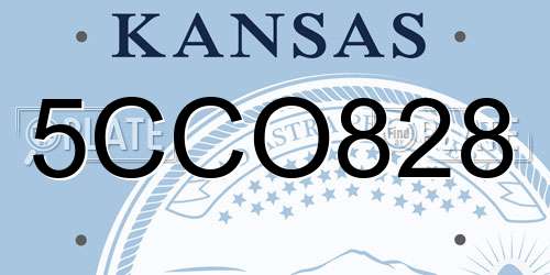 5CCO828 Kansas License Plate