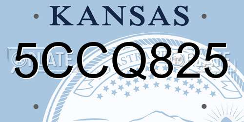 5CCQ825 Kansas License Plate