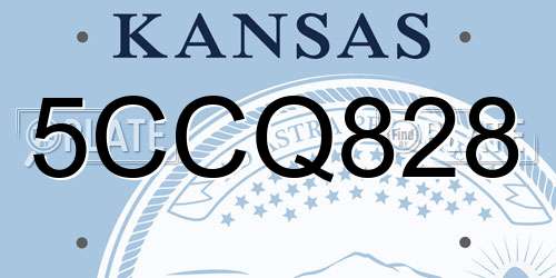 5CCQ828 Kansas License Plate