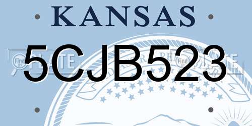 5CJB523 Kansas License Plate