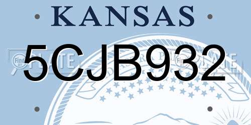 5CJB932 Kansas License Plate