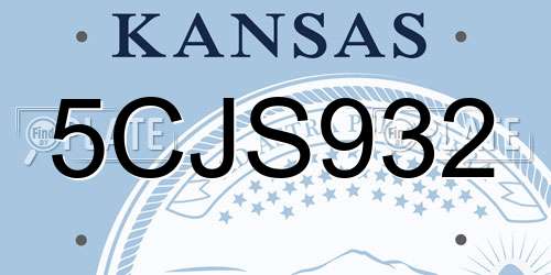 5CJS932 Kansas License Plate