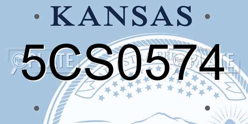 5CS0574 Kansas License Plate