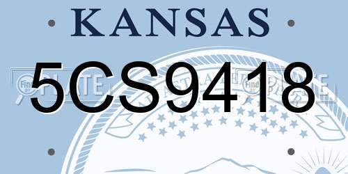 5CS9418 Kansas License Plate
