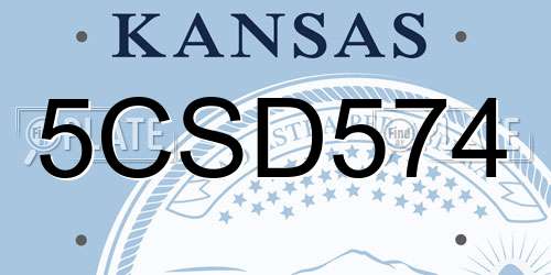 5CSD574 Kansas License Plate