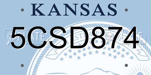 5CSD874 Kansas License Plate