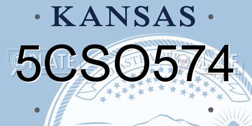5CSO574 Kansas License Plate