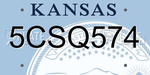 5CSQ574 Kansas License Plate