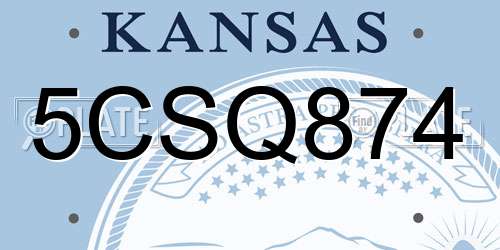 5CSQ874 Kansas License Plate