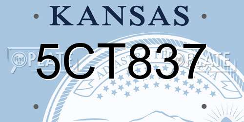 5CT837 Kansas License Plate