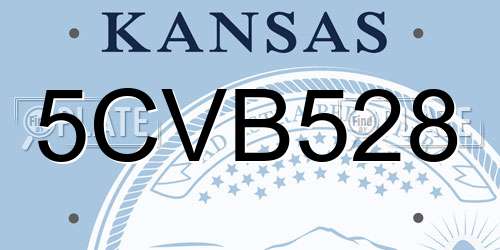 5CVB528 Kansas License Plate