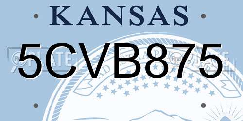 5CVB875 Kansas License Plate