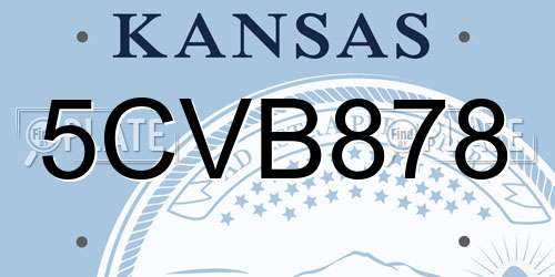 5CVB878 Kansas License Plate