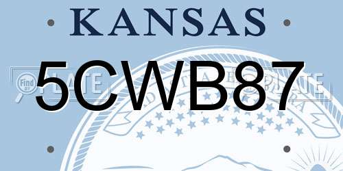 5CWB87 Kansas License Plate